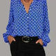 Women's Office Work Formal business V-neck Long Sleeve Stylish Button down Blouse shirt - EX-STOCK CANADA