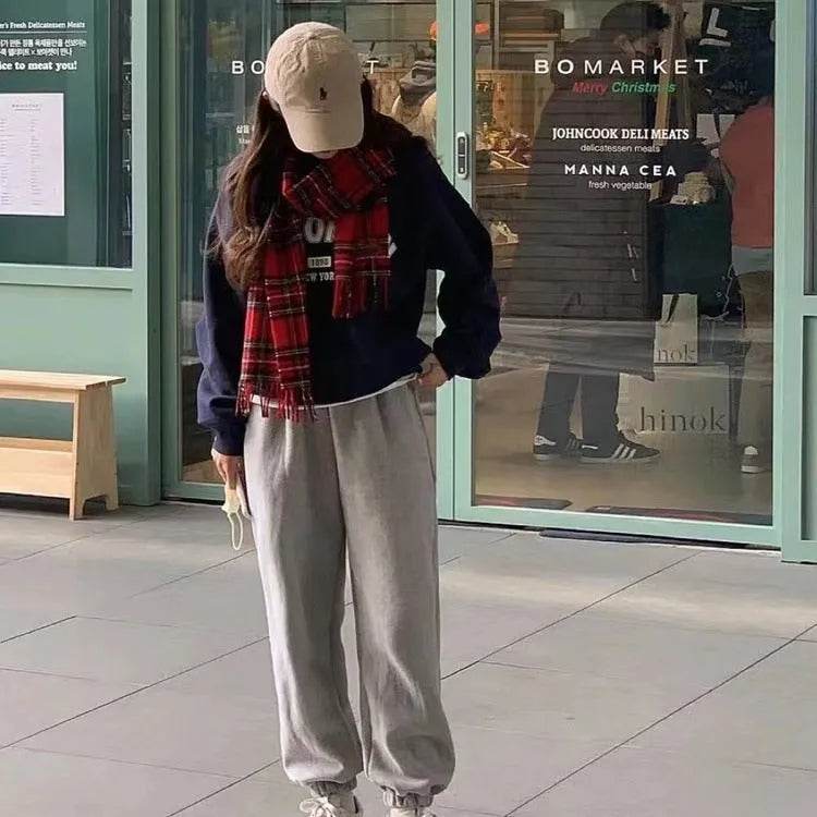 Red Check Pattern Plaid All-match Warm Tassel Scarf - EX-STOCK Canada