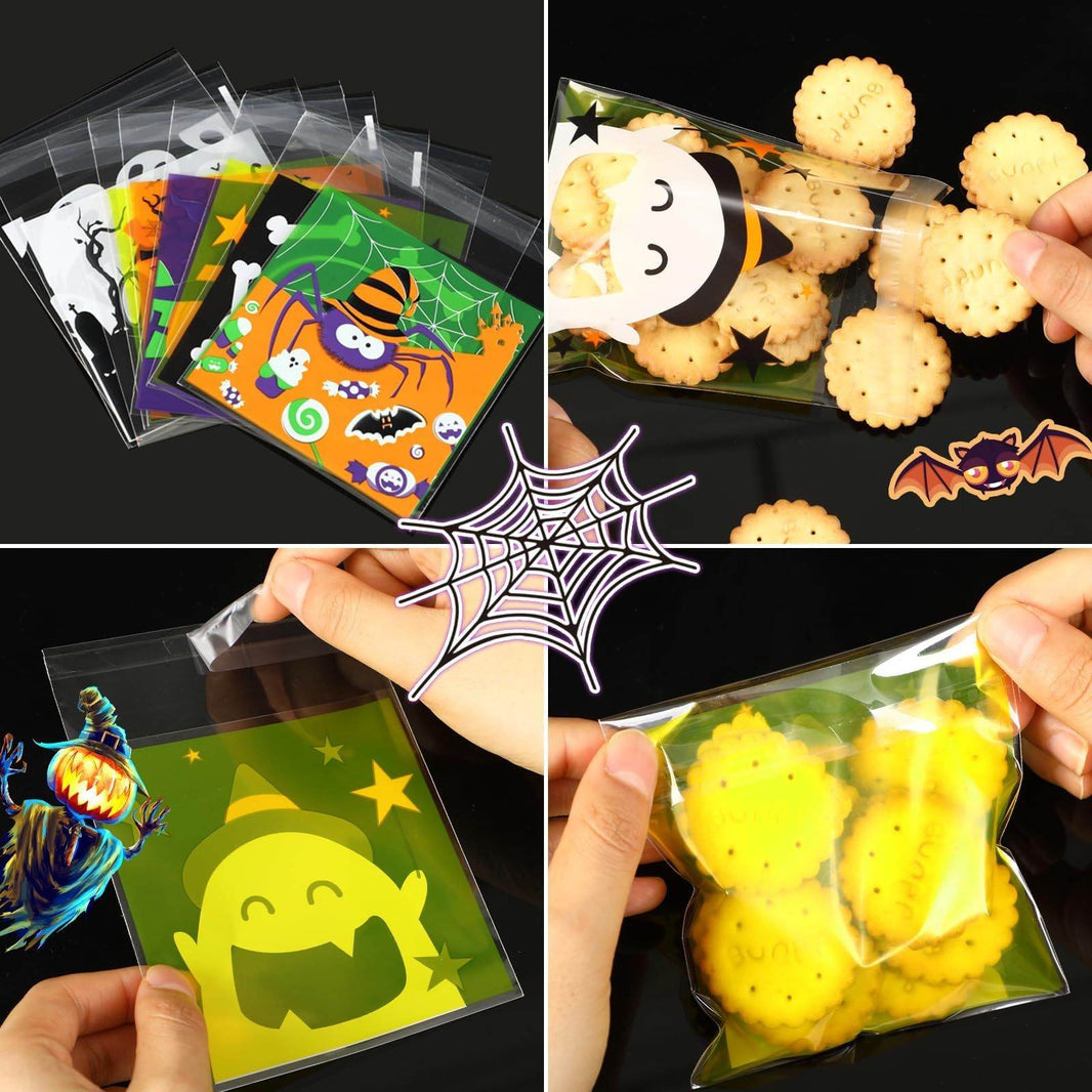 Halloween 450pcs Self-adhesive Candy Cellophane Treat Bags Cookie Bags For Halloween Trick Or Treat Goodie Party Favor Supplies-9 Patterns-Cannot Be Listed On Amazon Platform - EX-STOCK Canada