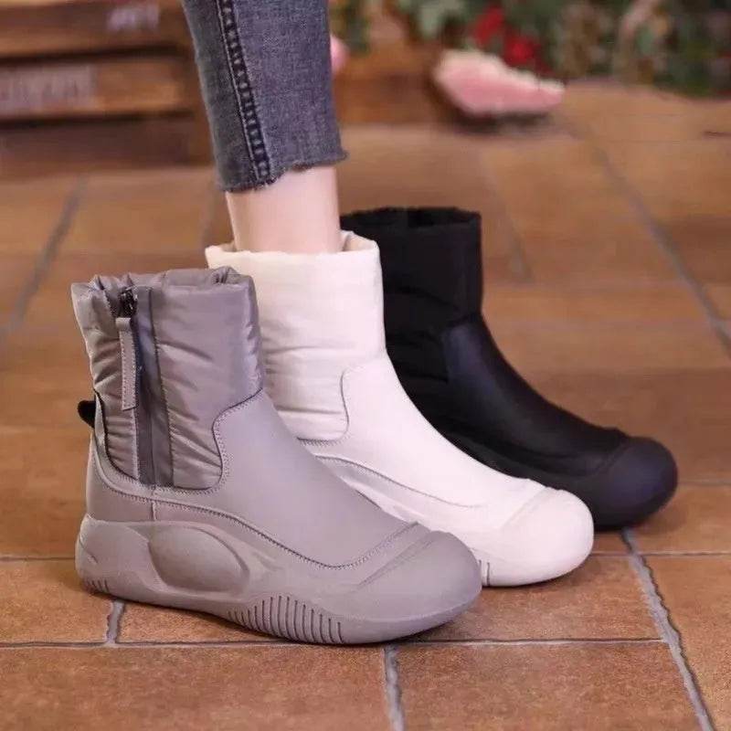 Winter Plush Snow Boots With Side Zipper Warm Thick-sole Non-slip Waterproof Short Shoes For Women - EX-STOCK Canada