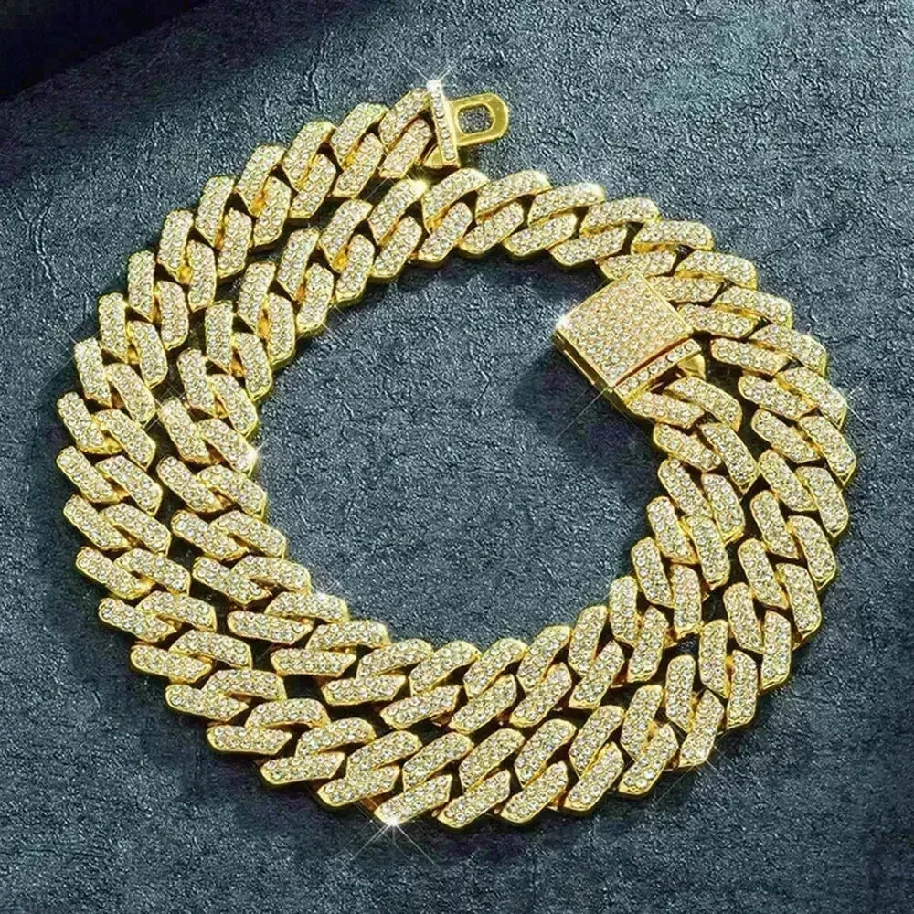 Box Buckle 14mm Bar Cuban Link Chain Bracelet and Necklace 2pcs - EX-STOCK CANADA