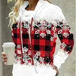 New Fashion Women's Pile Collar Printed Hoodie Pullover Top - EX-STOCK CANADA