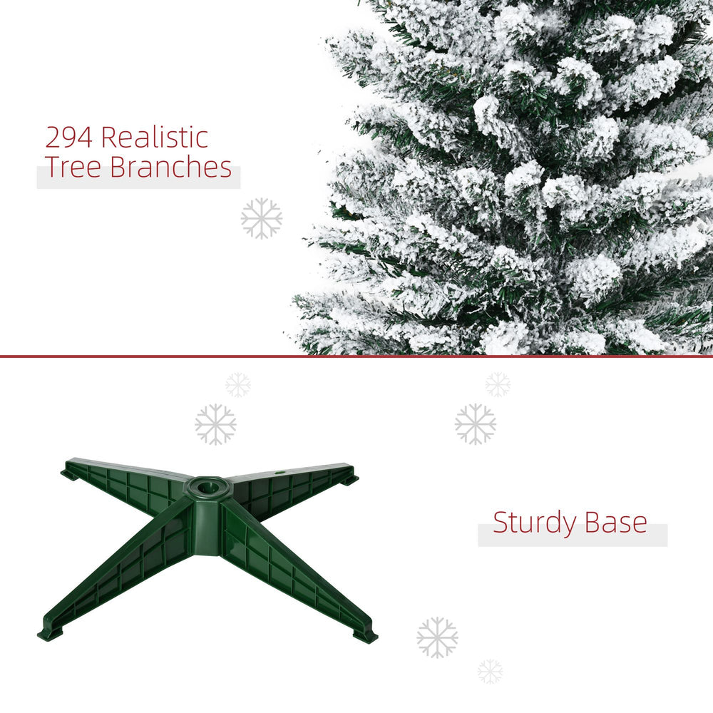 5ft Tall Pencil Artificial Christmas Tree, Holiday With Snow Flocked Branches, Green EX-STOCK Canada 