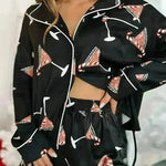 Satin Printed Santa Claus Two-piece Suit Home - EX-STOCK CANADA