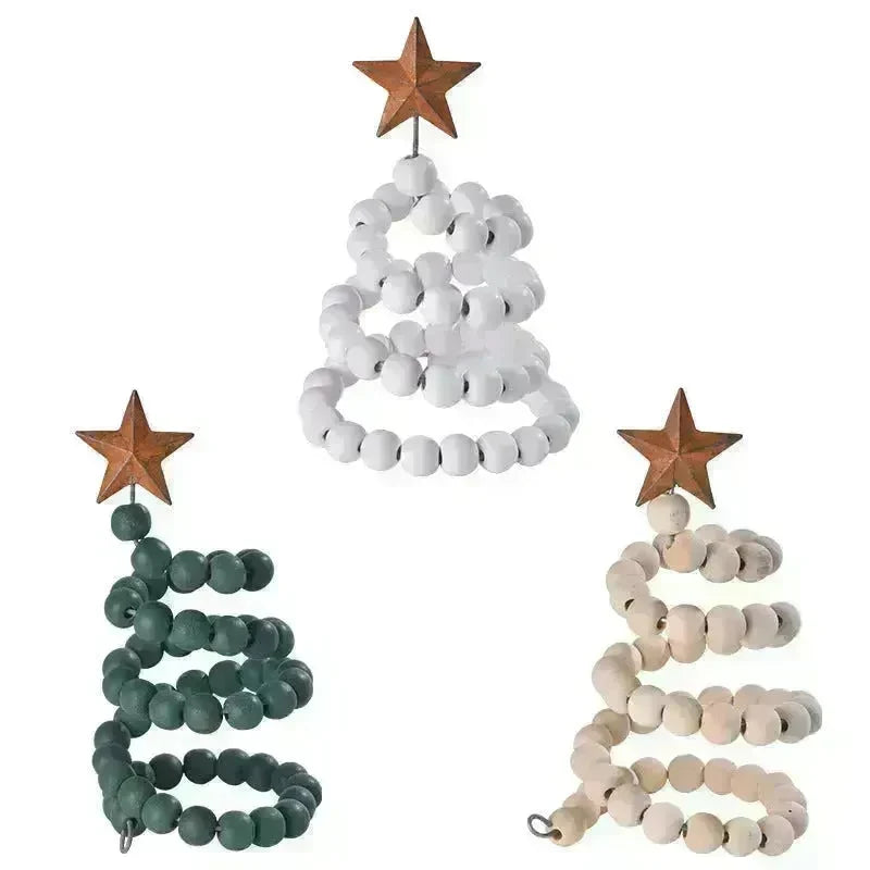 Creative Wooden  DIY Twine Wooden Bead Christmas Tree decorations Ornaments - EX-STOCK CANADA