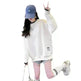 Women Round-neck With Fleece Lining Thick Fake Two Pieces Long Sleeve Loose Hoodie Sweatshirt - EX-STOCK CANADA