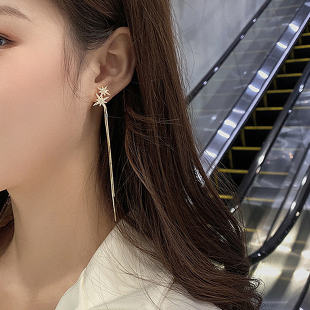 Women's Korean Style Long Tassel Drop Earrings Elegant Lightweight Statement Gold Plated Fashion Jewelry Wholesale EX-STOCK