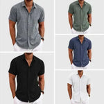 Men's Solid Color Loose Linen Short-sleeved shirt - EX-STOCK CANADA