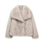Winter Plush Open front Coat Thick lapel Outwear Faux Fur Coat women - EX-STOCK CANADA