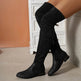 Fashion Over-the-knee Boots For Women Suede Stitching Low-heeled Long Boots With Side Zipper Design Party Shoes Winter - EX-STOCK Canada