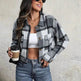 Fashion Oversized Plaid Lapel Cropped Jacket outwear top for women - EX-STOCK Canada