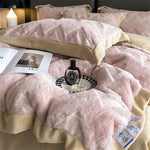 A Four Piece Set Of Rabbit Hair And Milk Velvet Duvet Cover On A Baby Plush Bed EX-STOCK Canada 
