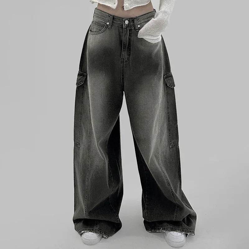 European And American Slimming High Waist Wide Legs Baggy Jeans Pant For Women - EX-STOCK Canada