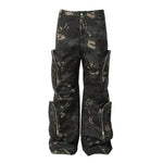 New American Jungle Camouflage Amekaji Multi-pocket Design Casual Wide-leg Workwear Cargo Trousers Pant - EX-STOCK Canada