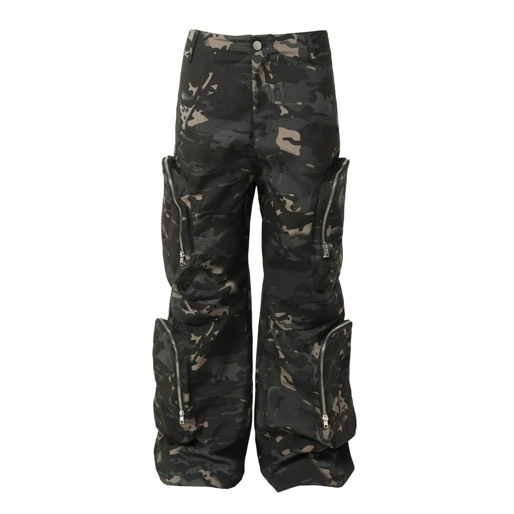 New American Jungle Camouflage Amekaji Multi-pocket Design Casual Wide-leg Workwear Cargo Trousers Pant - EX-STOCK Canada