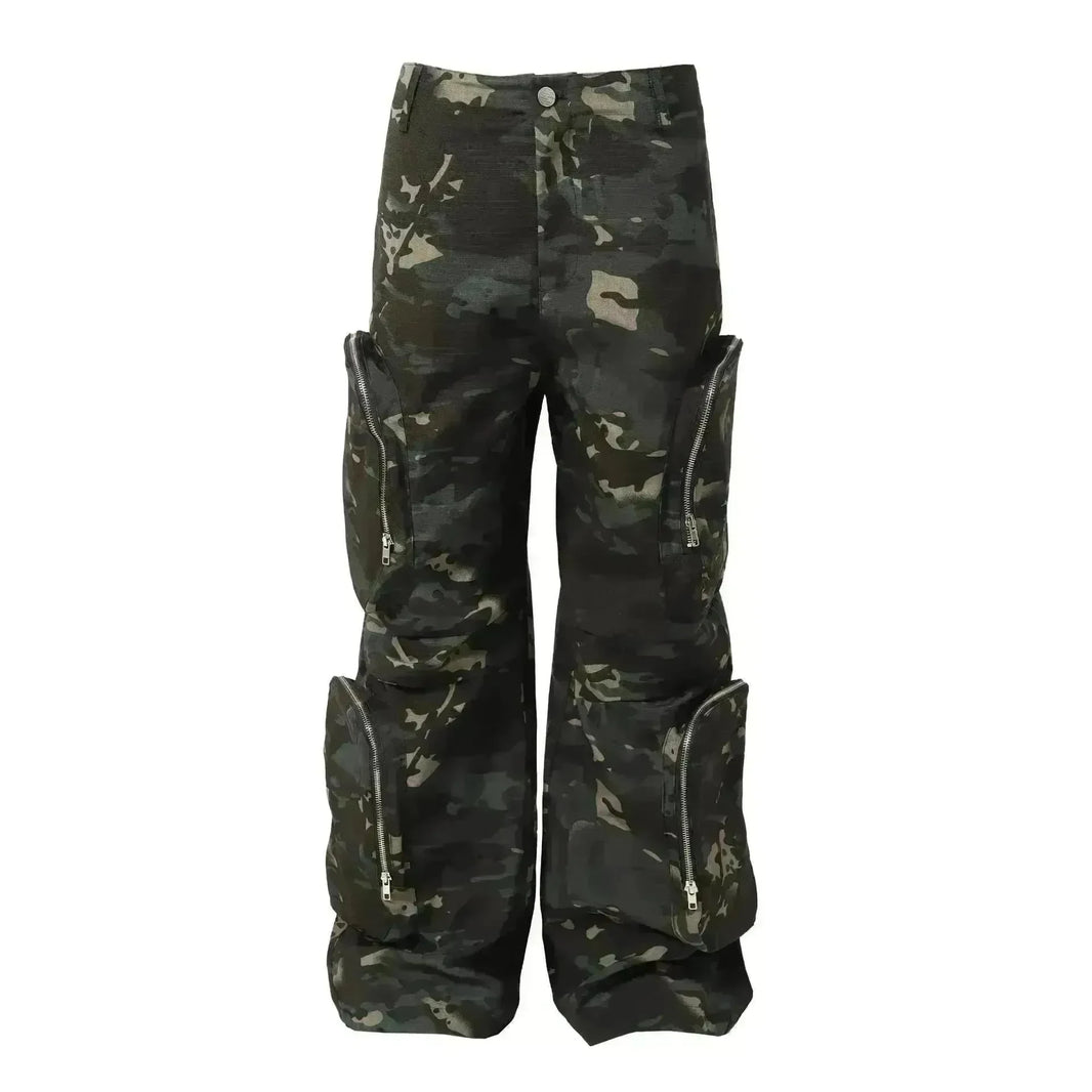 New American Jungle Camouflage Amekaji Multi-pocket Design Casual Wide-leg Workwear Cargo Trousers Pant - EX-STOCK CANADA