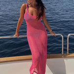 Solid Color Knitted Hollow Beach Bikini Swimsuit Blouse - EX-STOCK Canada