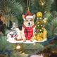 Christmas Family Puppies Decorate Trees With Lights - EX-STOCK CANADA