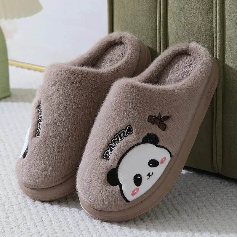 Cute Cartoon Panda Slippers Home Winter Warm Thick-soled Floor Bedroom Slipper Couples House Shoes - EX-STOCK Canada