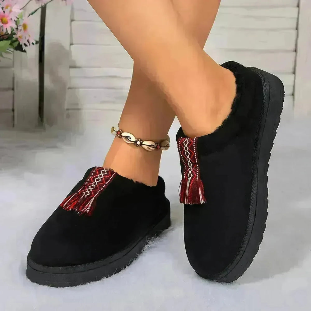 Winter Plush Home Slippers Fashion Round Toe Flat Suede Garden Shoes Indoor Warm Floor Bedroom Slipper For Women - EX-STOCK CANADA