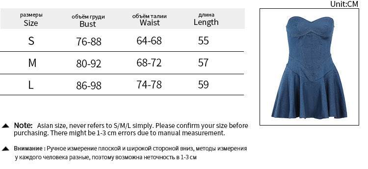 Fashion Tube Top Denim short mini Dress for Club - EX-STOCK Canada