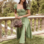 Summer Floral Print Dress Women Sexy Party Long Dresses Puff Short Sleeve - EX-STOCK Canada