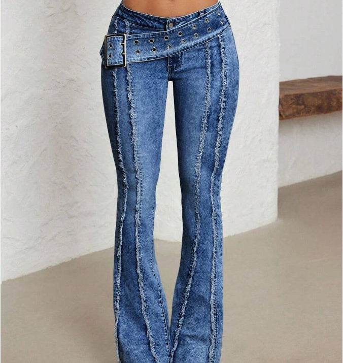 Women's Fashionable Low Waist Flared Jeans EX-STOCK Canada 