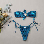 Tube Top Split Bikini Blue Glossy Gold Starfish Female - EX-STOCK Canada
