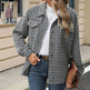 Casual Houndstooth Lapel Tweed Button long sleeve shirt tops for women - EX-STOCK Canada