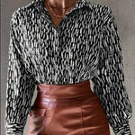 All Over Print Log sleeve Shirt Workwear Elegant Business Casual Women Button Up Shirt Women - EX-STOCK CANADA