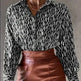 All Over Print Log sleeve Shirt Workwear Elegant Business Casual Women Button Up Shirt Women - EX-STOCK CANADA