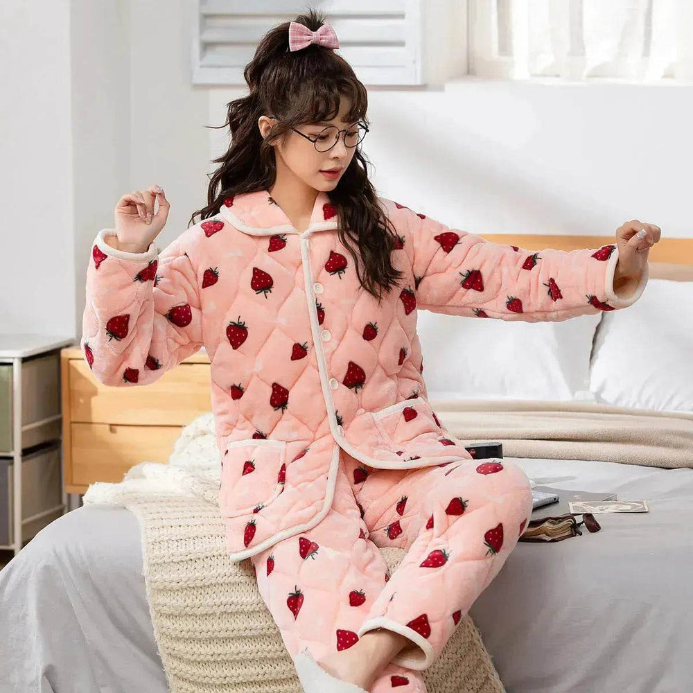 Plus Velvet Coral Winter Outfit Can Be Worn Outside Winter and Autumn pajamas and Sleepwear Loungewear - EX-STOCK Canada