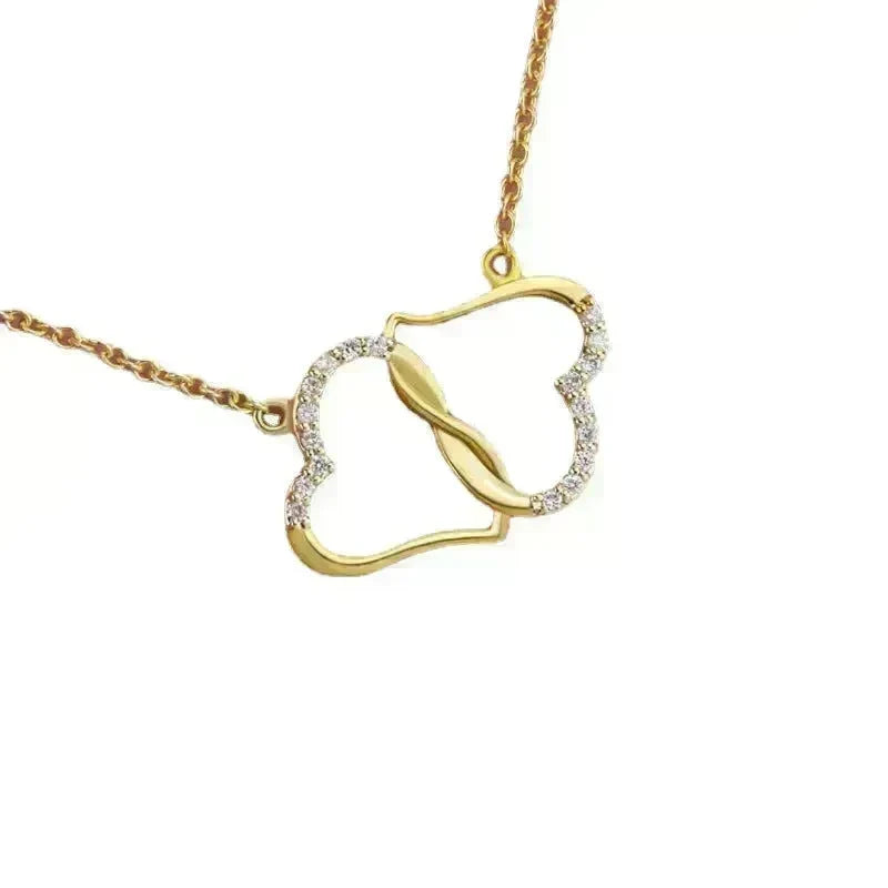 Fashion Double Heart Love Necklace With Rhinestones Inlaid Zircon Mother Valentine's Day Gift - EX-STOCK CANADA