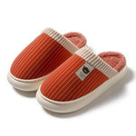 Solid Striped Plush Slippers Winter Warm Bear Fleece Shoes House Indoor Bedroom Floor Thick-soled Home Slipper For Women Men Couple - EX-STOCK Canada