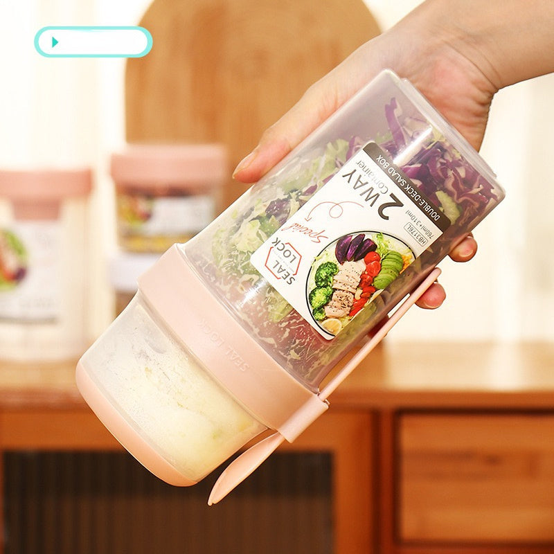 Portable Breakfast Oatmeal Cereal Nut Yogurt Salad Cup Container Set With Fork Sauce Cup Lid Bento Food Bowl Kitchen Lunch Box EX-STOCK