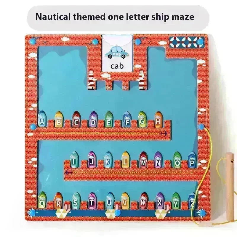 Magnetic Letters Matching Walking Parking Maze Letters Early Cognitive Montessori Educational Toys - EX-STOCK CANADA