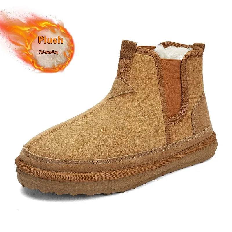 Winter Fleece Snow Boots Round-toed Flat Shoes Casual Warm Sports Shoes Men Ankle Boot - EX-STOCK Canada
