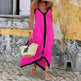 Women's Fashionable Casual Solid Color Spaghetti Straps Sleeveless V-neck Midi Dress - EX-STOCK CANADA