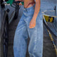 Street Style Loose Distressed Retro Washed Wide Leg Jeans EX-STOCK Canada 