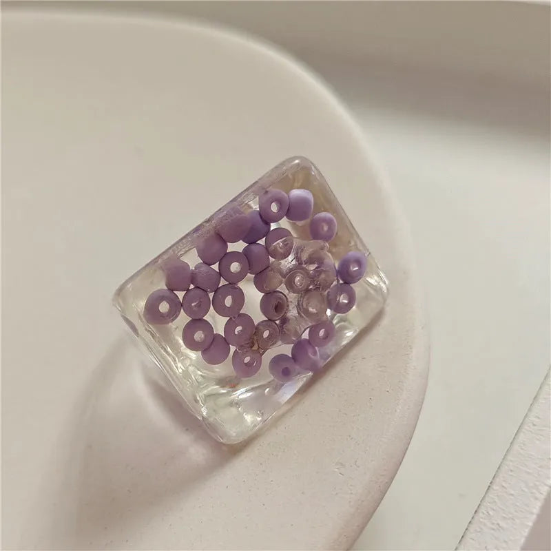 New Transparent Resin Ring Fruit Square Ring Acrylic Ring - EX-STOCK CANADA