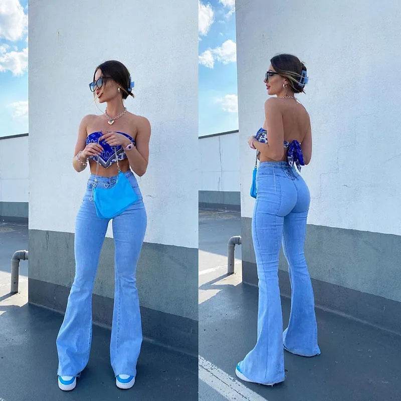 Hot Stretch Denim Pants Tight Slim Fit Bootcut Jeans For Woman - EX-STOCK Canada