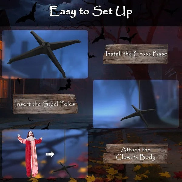 Life Size Halloween Animated Clown With Red Light Up Eyes, Sound Activated Scary Halloween Decorations, Battery Operated EX-STOCK Canada 