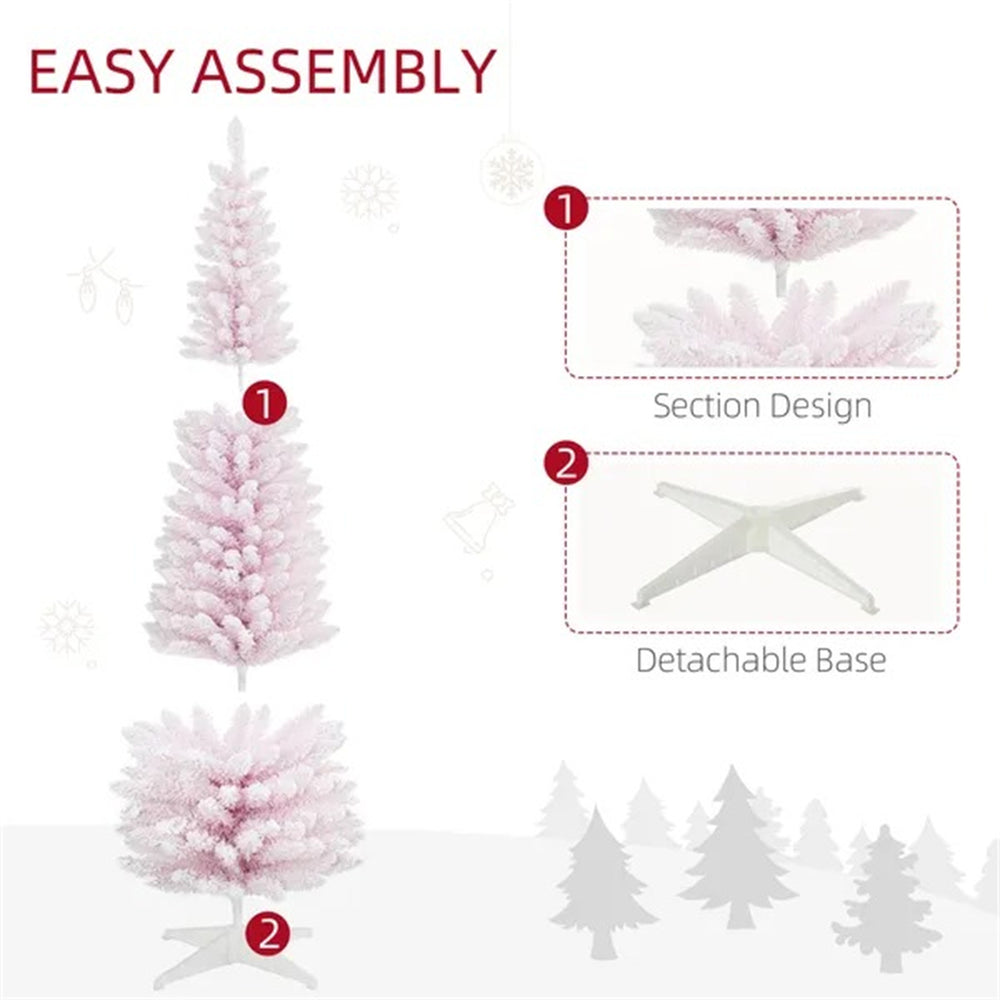 6ft Flocked Christmas Tree, Pencil Artificial Christmas Tree With Realistic Branches EX-STOCK Canada 