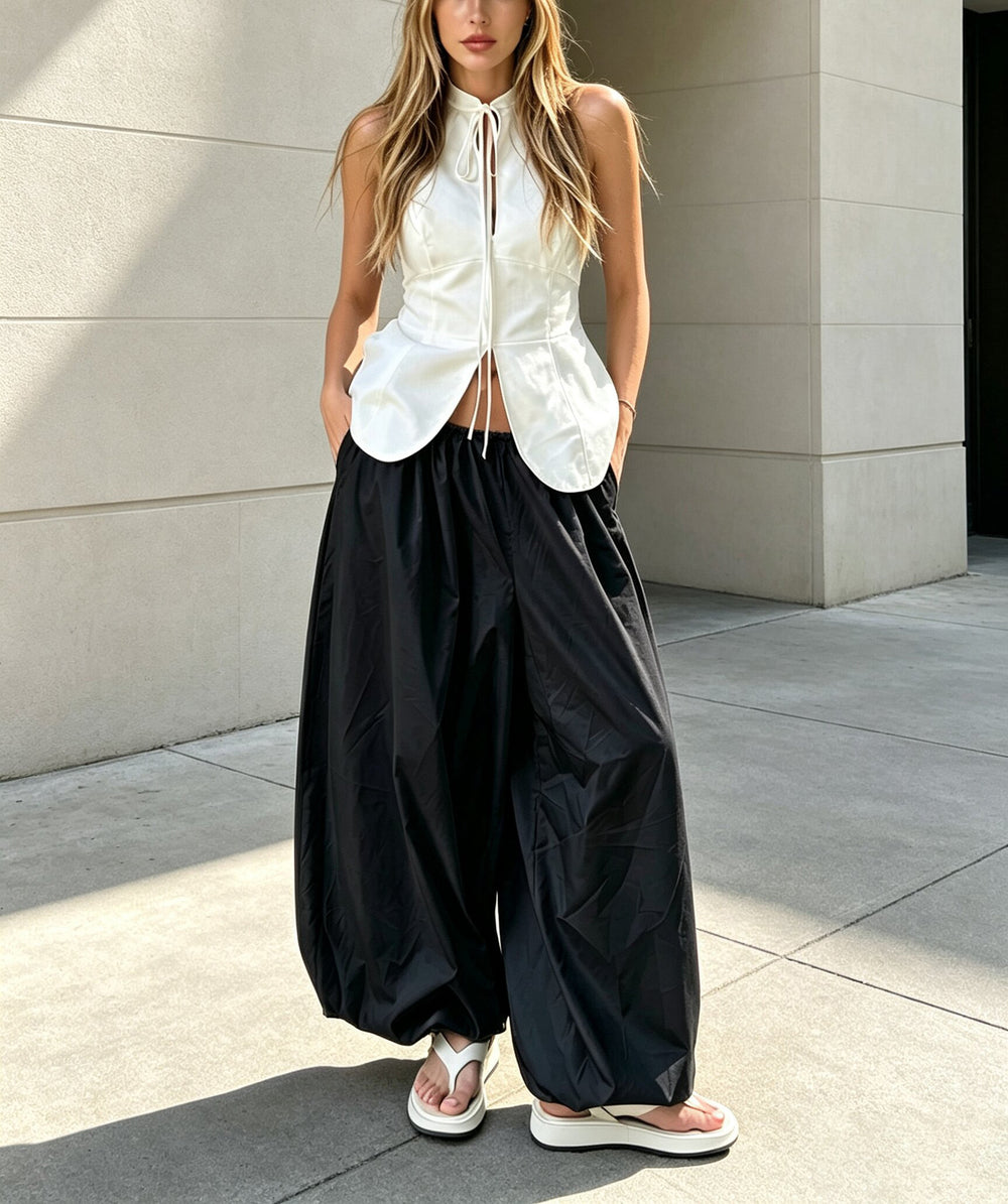 Women's Elastic-Waist Balloon Wide-Leg Pants — product view 6 of 13 | EX-STOCK