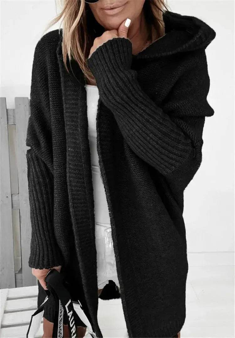 Oversized Head cover Knitted Long Kimono Cashmere Cardigan for Women - EX-STOCK Canada