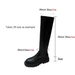 Thick Sole Knee High Boots For Women Chunky Heel Black Long Boots Leather Knight Boots Fashion Winter Shoes - EX-STOCK Canada