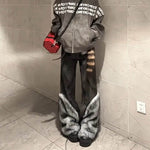 Retro Distressed Pants Leg Stitching Edging Skinny Baggy Jeans Pant For Women - EX-STOCK Canada