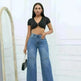 Elegant Ripped Wide-leg Baggy Jeans Pant Women - EX-STOCK CANADA