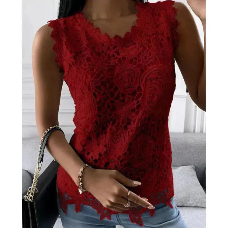 Elegant Women Summer Flowers Lace Blouse top - EX-STOCK CANADA
