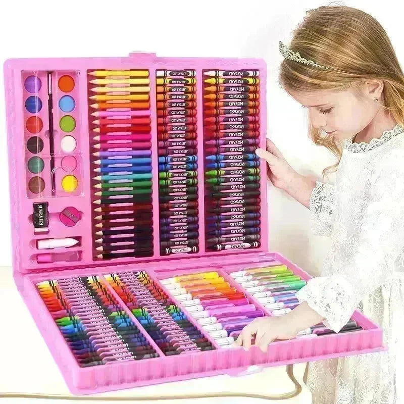 Double Panel Easel Version Watercolor Pen Set Brush Crayon Oil Pastel Children Painting Coloring Drawing Art set. - EX-STOCK CANADA